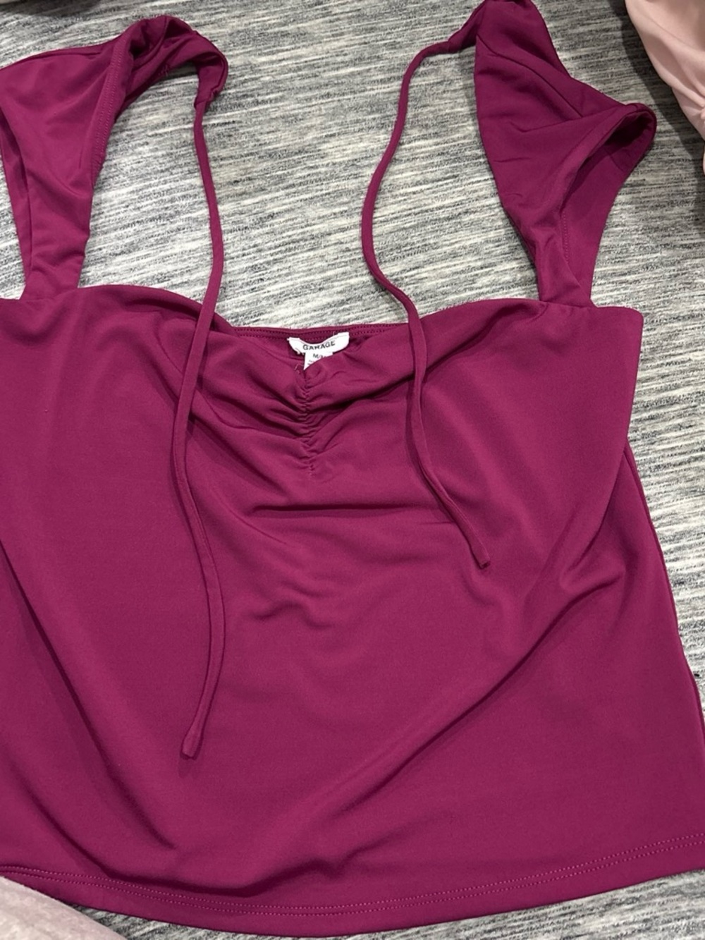Garage Magenta Tie-Shoulder Ruched Camisole